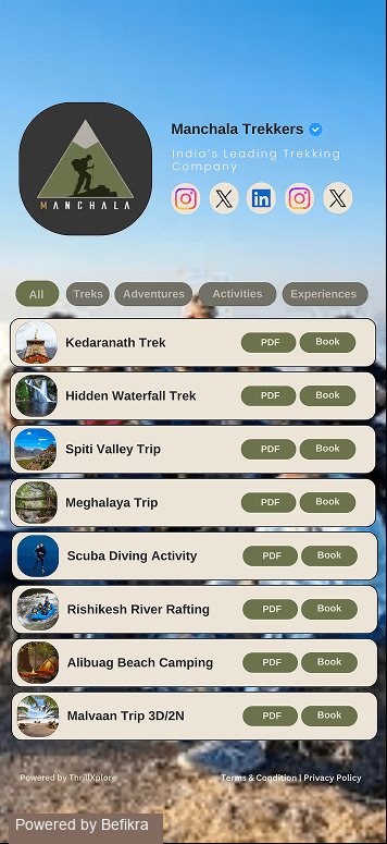 MyLinkr booking page on phone